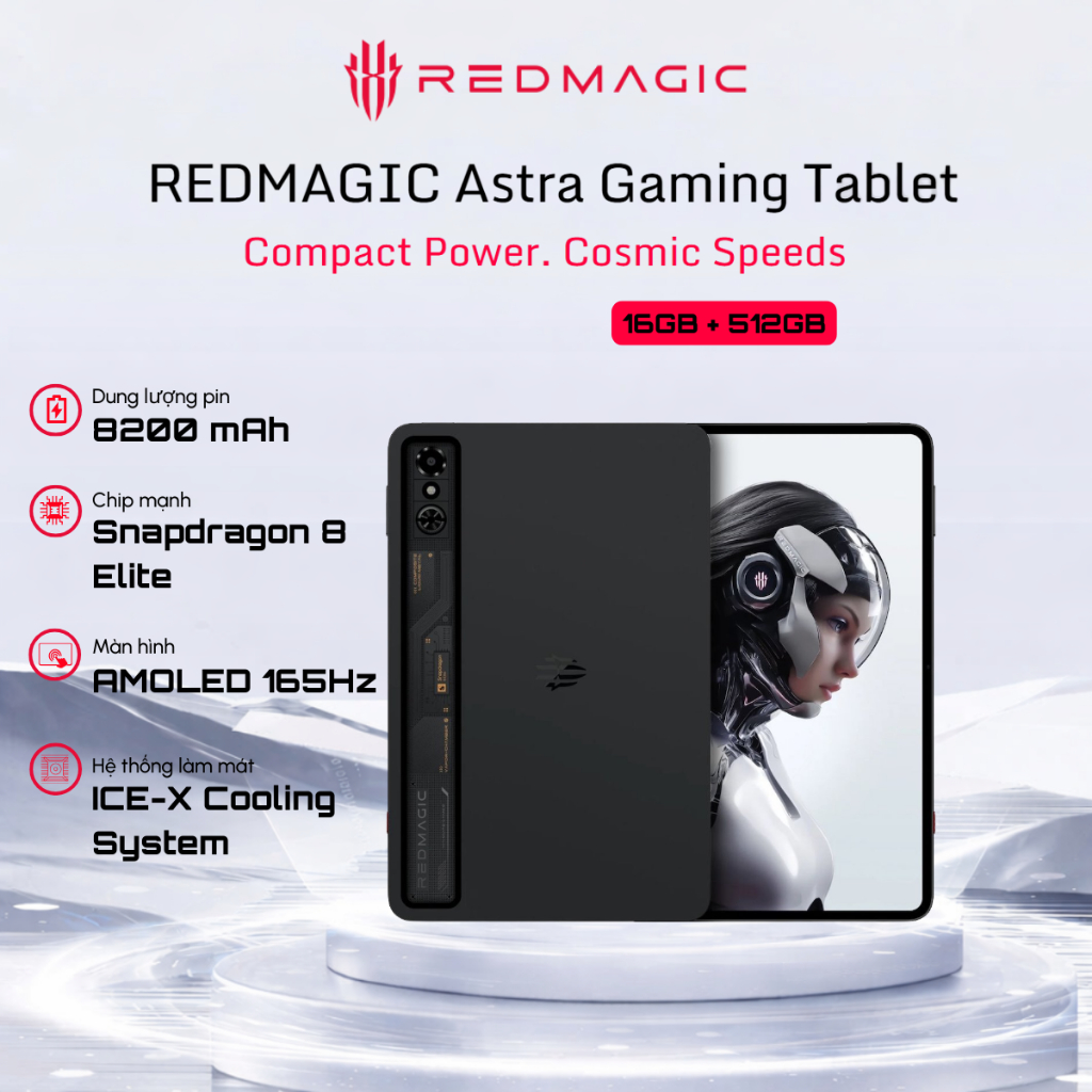 Máy tính bảng chơi Gaming REDMAGIC Astra 16/512GB Xám - Snapdragon 8 Elite - Bảo hành 12 Tháng | Shopee Việt Nam