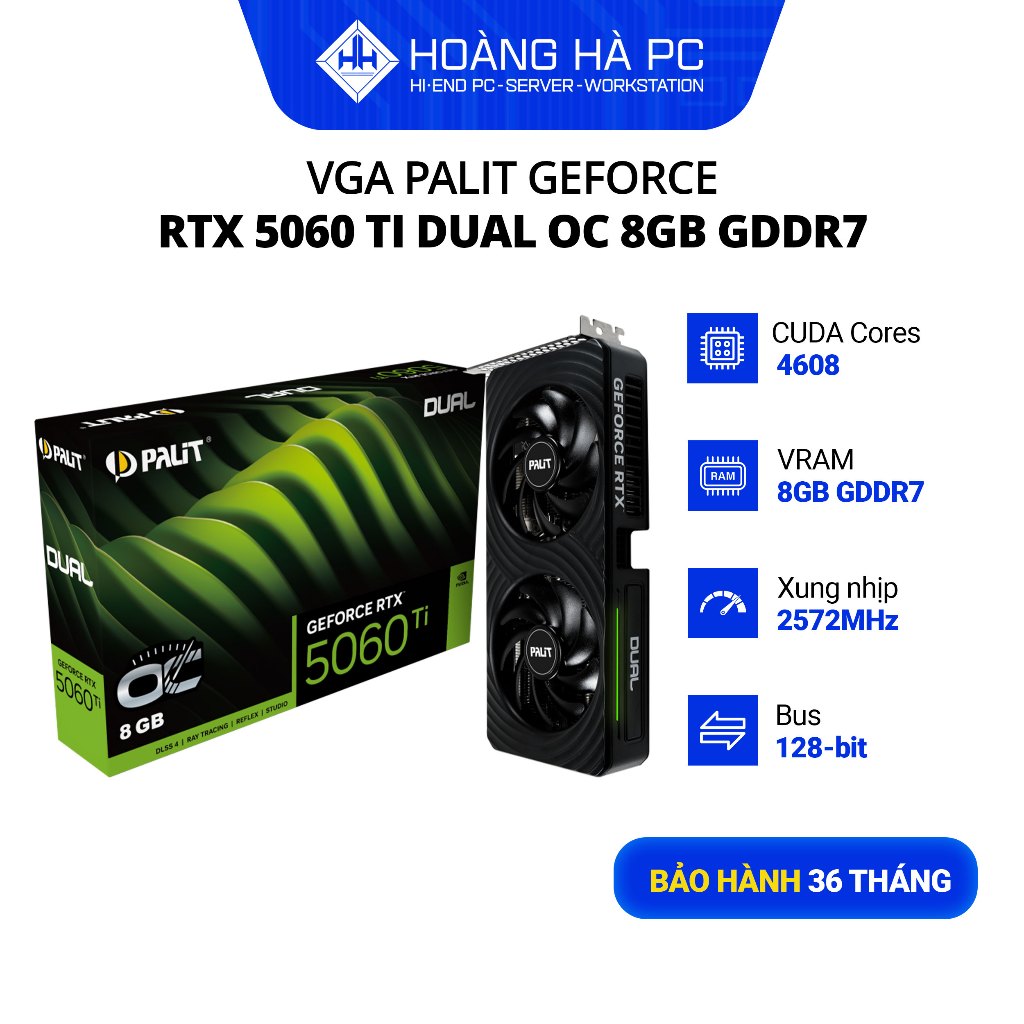 VGA Palit GeForce RTX 5060 Ti Dual OC 8GB GDDR7 Chính Hãng Bảo Hành 36 Tháng | Shopee Việt Nam