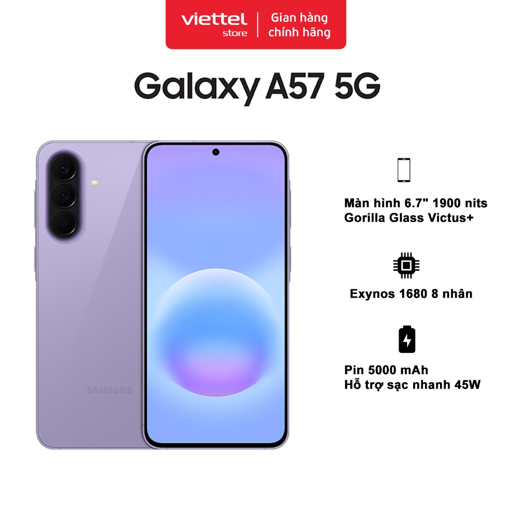 Điện thoại Samsung Galaxy A57 5G 8GB + 128GB Chính hãng | Exynos 1680 | Pin 5000 mAh | NFC | Shopee Việt Nam