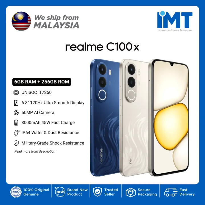 Realme C100x Smartphone | Unisoc T7250 | 6.8" IPS LCD Display | 8000mAh Battery | Lazada Malaysia