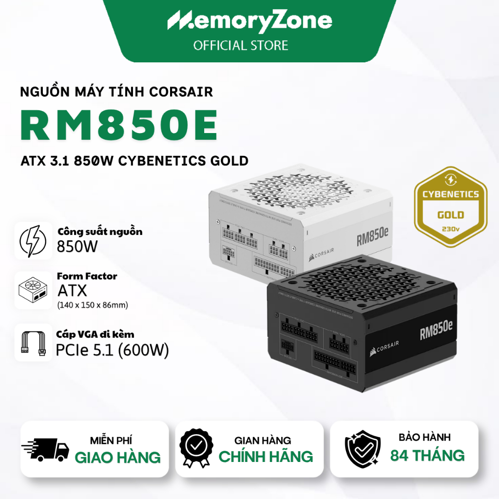Nguồn máy tính Corsair RM850e ATX 3.1 850W Cybenetics Gold - Bảo hành 84 tháng | Shopee Việt Nam