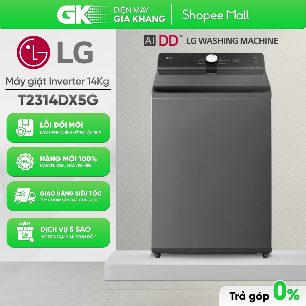 Máy Giặt LG AI DD Inverter 14 Kg T2314DX5G [Toàn Quốc] | Shopee Việt Nam