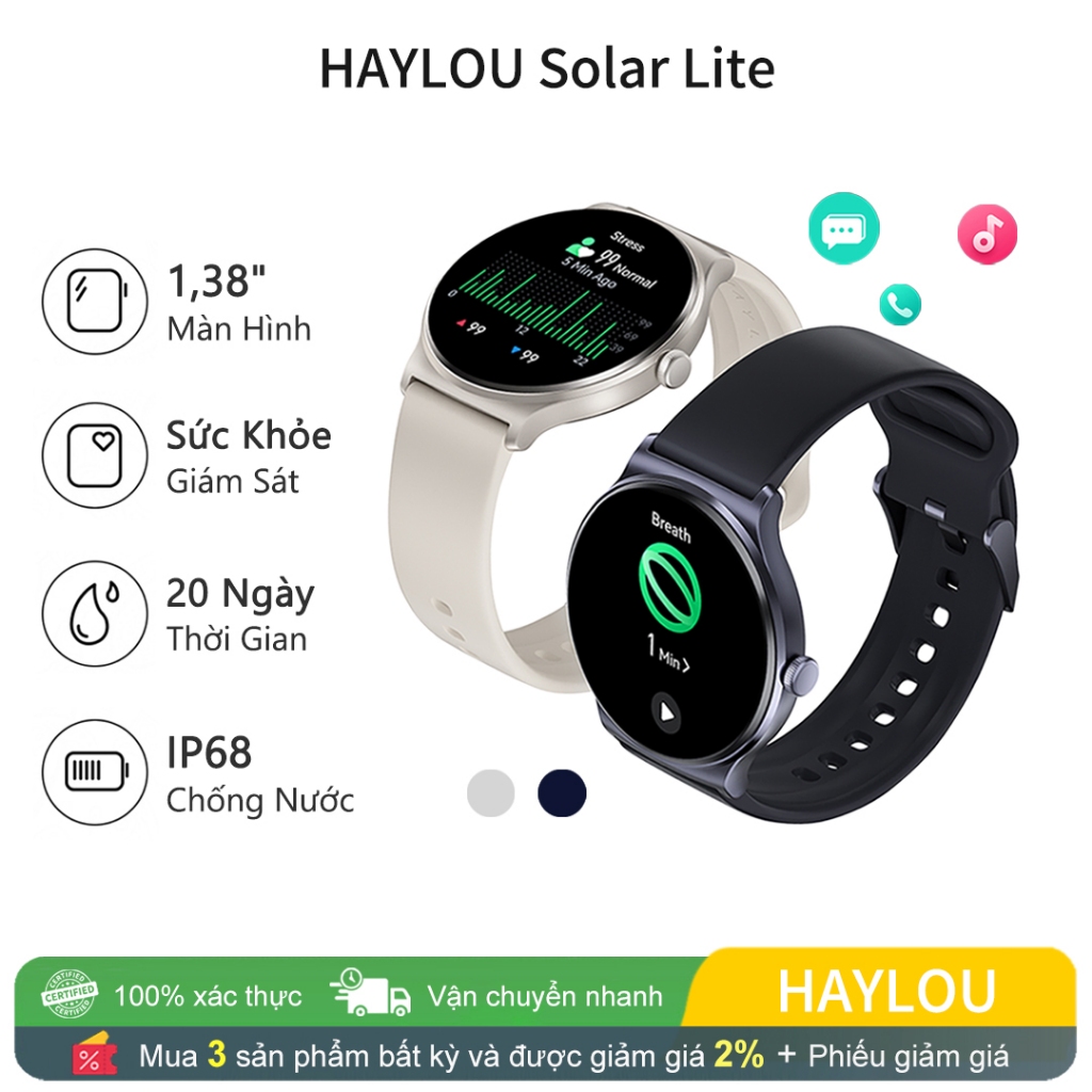 HAYLOU Đồng Hồ Thông Minh Solar Lite/2 Pro Chống Ồn/ Chế Độ Trễ Thấp/Pin 22 Giờ | Shopee Việt Nam