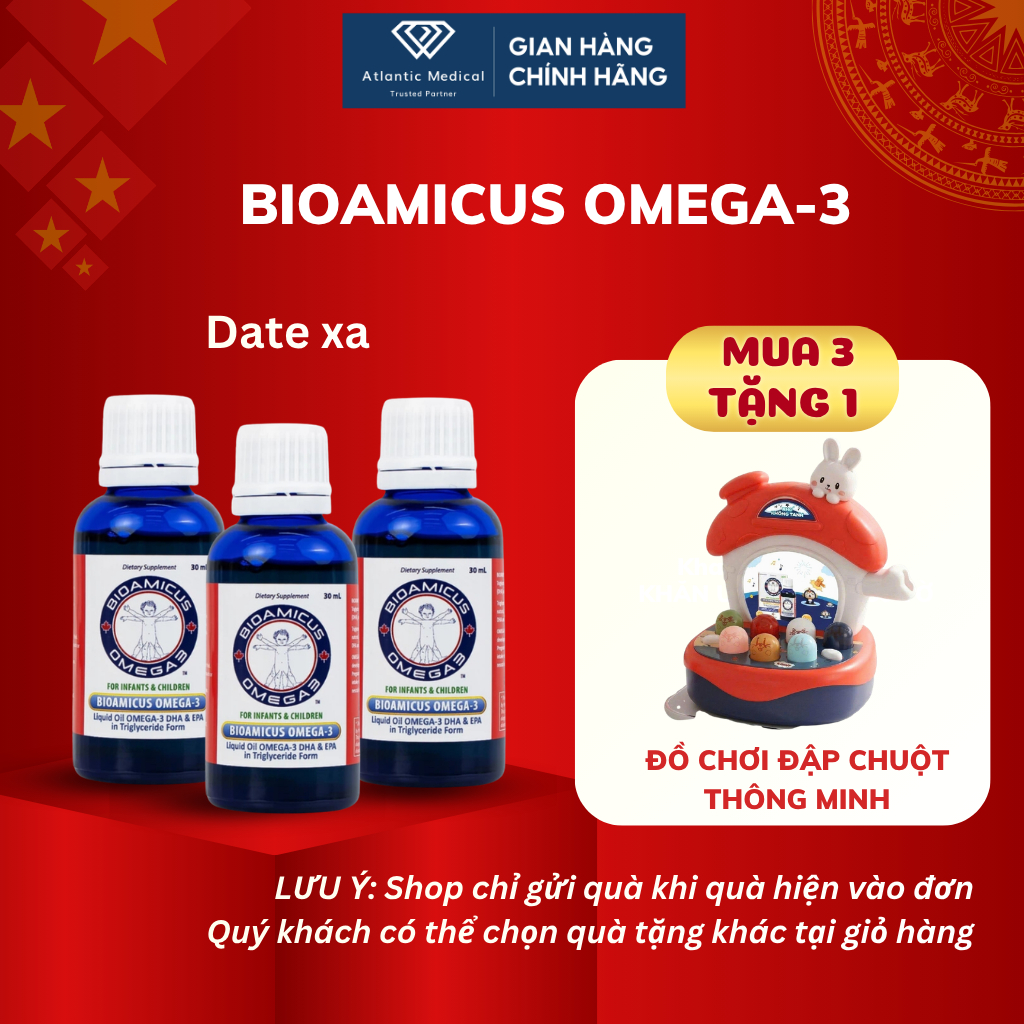 [Quà Đặc Biệt] BioAmicus OMEGA 3 Bổ Sung DHA Giúp Bé Thông Minh Sáng Mắt Vị Thơm Ngon Không Tanh 30ml