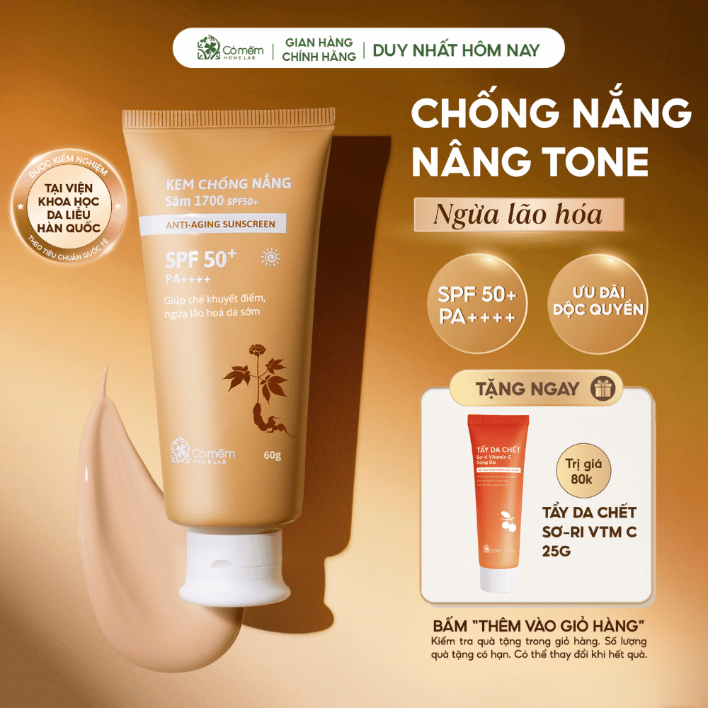 Kem Chống Nắng Mặt Sâm 1700 SPF50+ PA++++ Che Khuyết Điểm Điểm Ngừa Lão Hóa Mọi Loại Da Cỏ Mềm 60g | Shopee Việt Nam