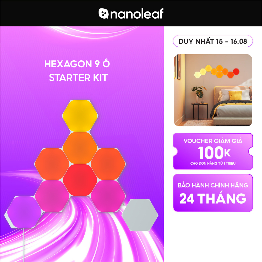 Đèn Nanoleaf Shapes Hexagons LED RGB 16 Triệu Màu lắp ghép thông minh - Bộ Khởi Động 9 ô đèn | Shopee Việt Nam