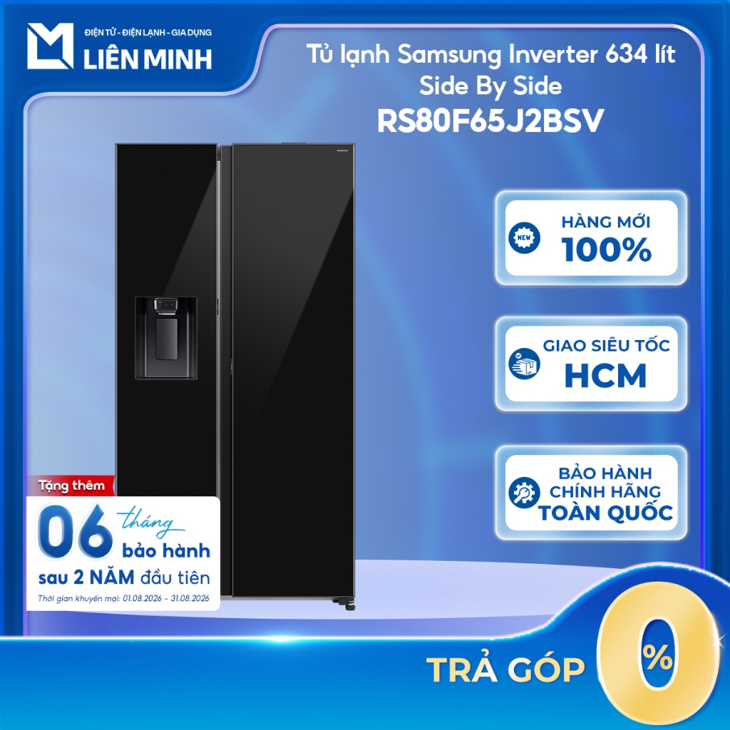 RS80F65J2BSV | 634 L - Tủ Lạnh Bespoke AI Side By Side -Mở Cửa Tự Động Đen [SHIP 0Đ HCM] | Shopee Việt Nam