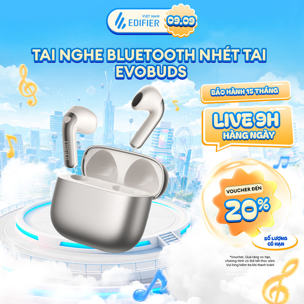 Tai Nghe Bluetooth EDIFIER EVOBUDS/EVOBUDS PRO | Chống Ồn Chủ Động | Tới 35H Sử Dụng | Bluetooth 6.1 | Bảo Hành 15 Tháng | Shopee Việt Nam