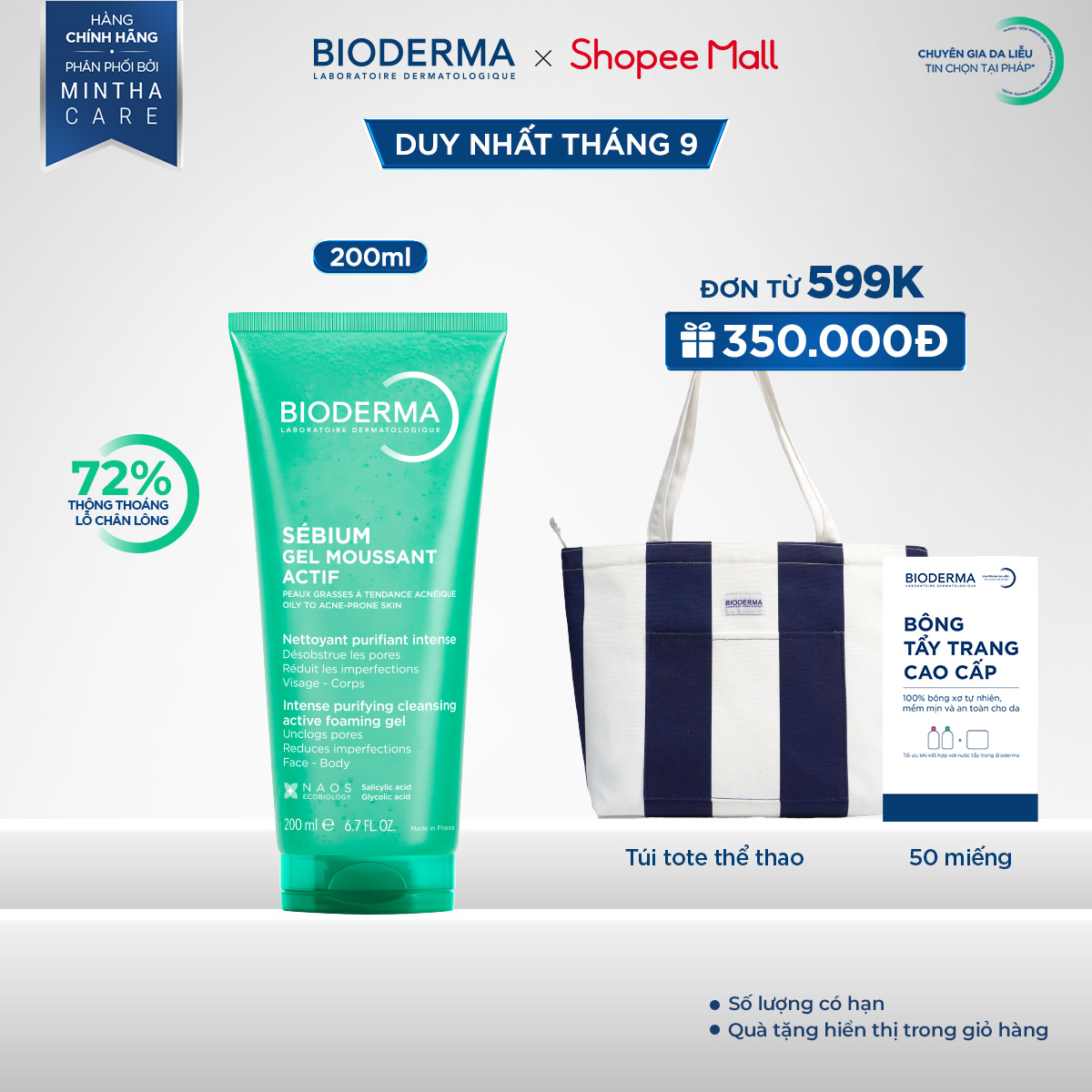 Gel rửa mặt làm sạch sâu và giảm mụn Bioderma Sébium Gel moussant actif - 200ml | Shopee Việt Nam