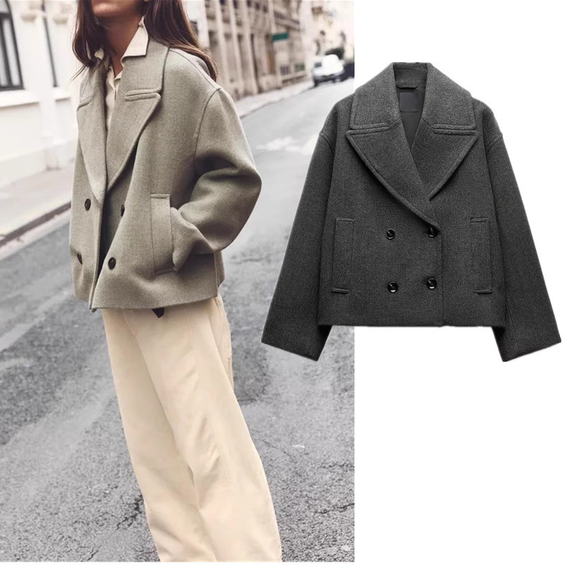 2025 Wool Blend Lapel Long Sleeve Short Coat Jacket 8372289 | Shopee Malaysia