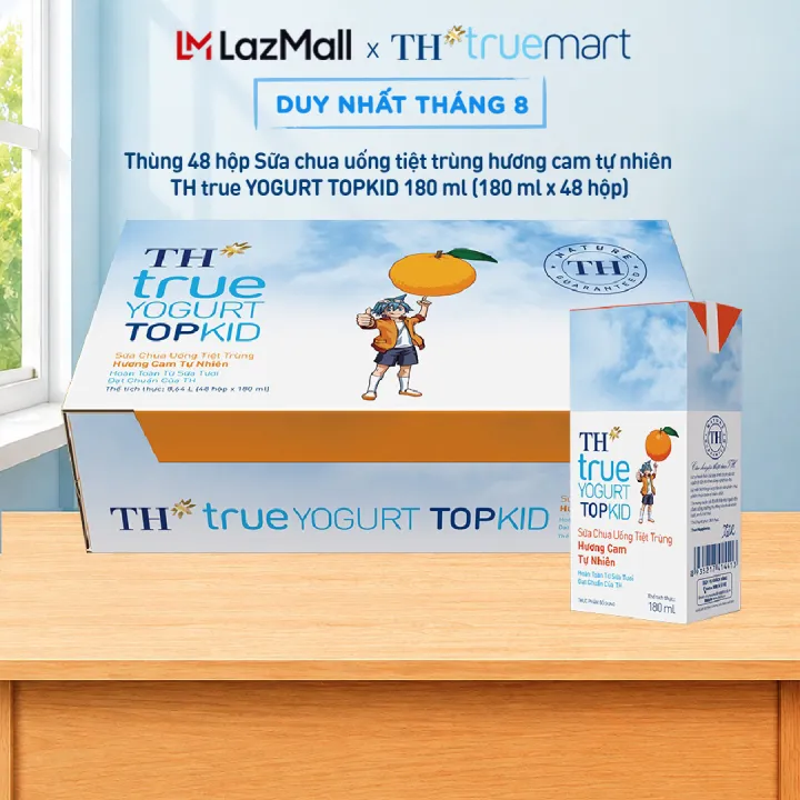 Thùng 48 hộp sữa tươi tiệt trùng TOPKID kem vanilla tự nhiên TH true MILK 180ml | Lazada Việt Nam