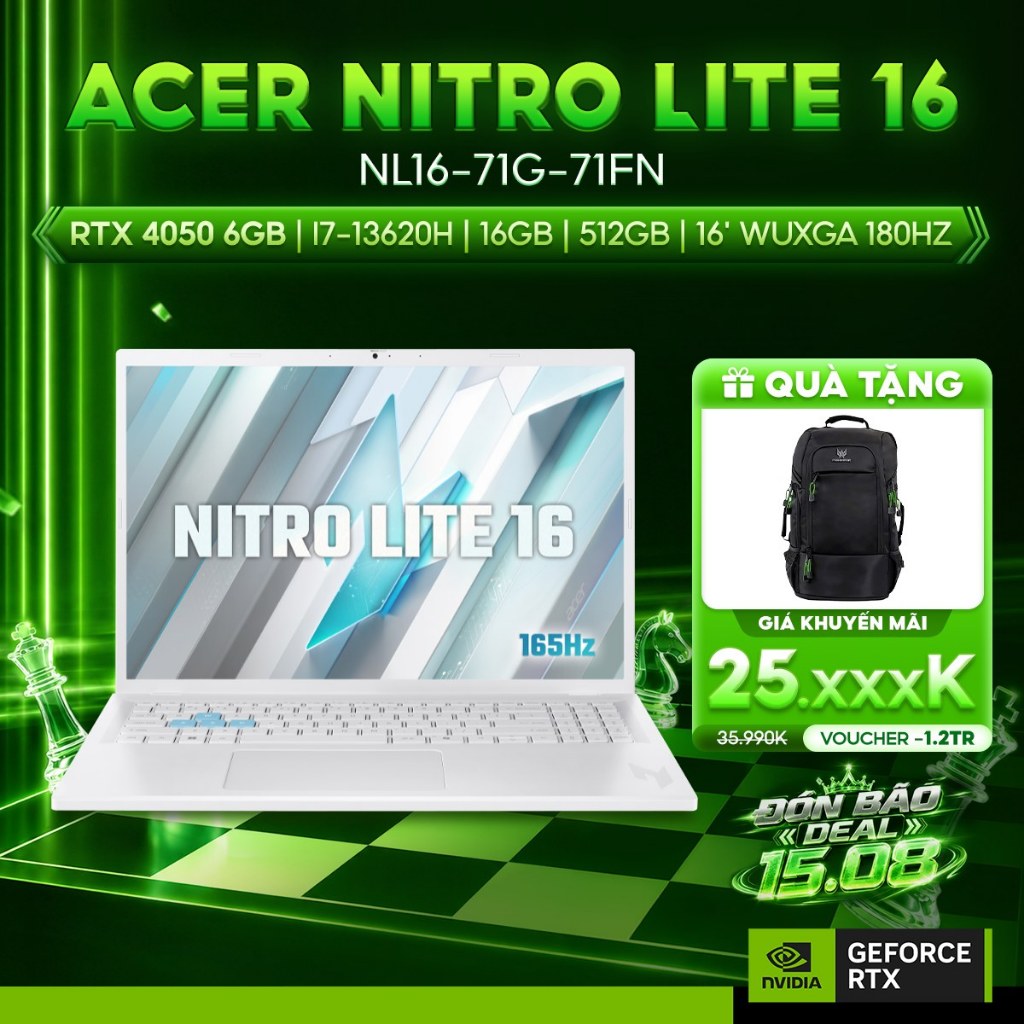 Laptop Gaming Acer Nitro Lite 16 NL16-71G-71FN Card GeForce RTX™ 4050 6GB / i7-13620H / 16GB | 512GB | Shopee Việt Nam