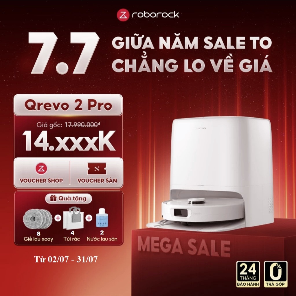 Roborock Qrevo 2 Pro Robot Hút Bụi Lau Nhà 25000Pa Tự động Đổ Rác, Giặt Sấy Giẻ - Bảo Hành 2 Năm | Shopee Việt Nam