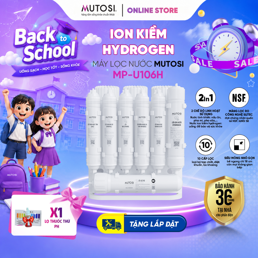 [ Tặng Lắp Đặt ] Máy Lọc Nước Để Gầm ION KIỀM HYDROGEN MUTOSI MP-U106H _ 1 Vòi 2 Chế Độ | Shopee Việt Nam