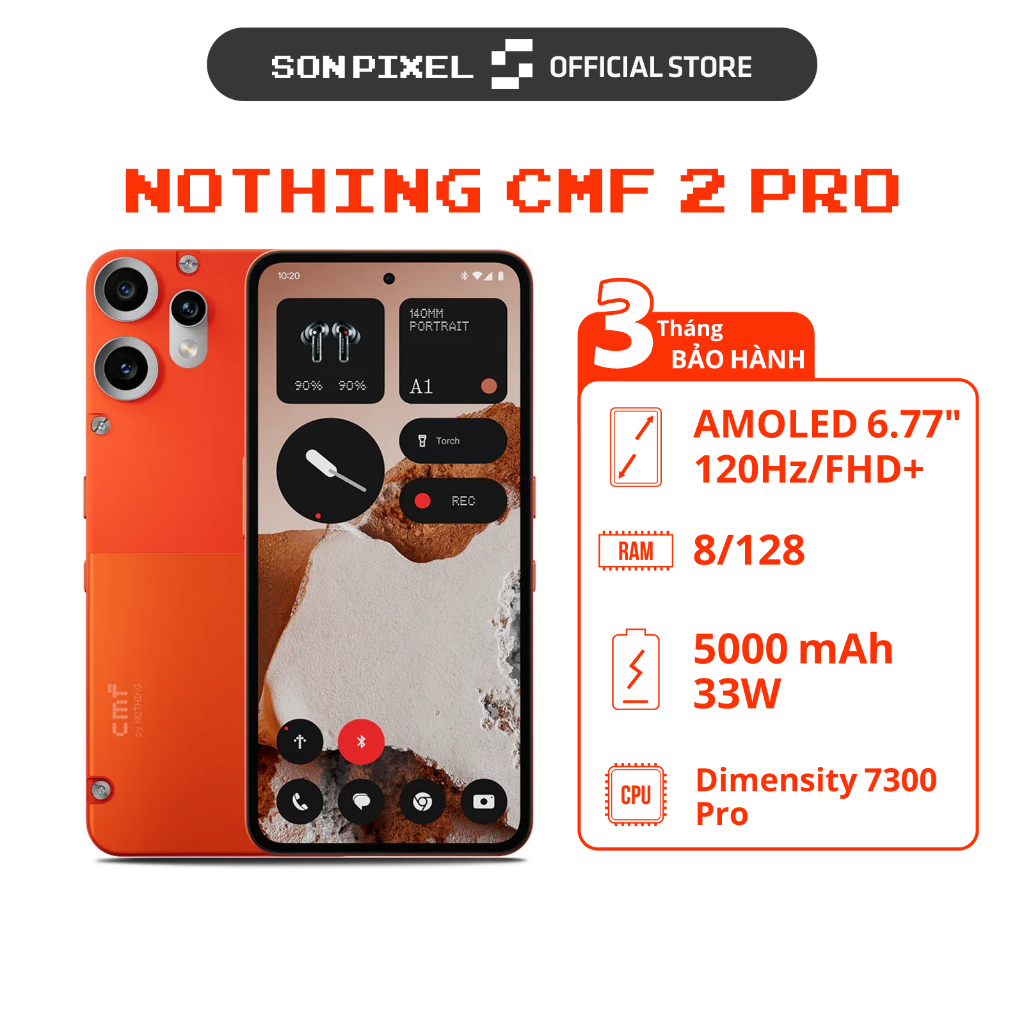 Điện Thoại Nothing CMF Phone 2 Pro, Chip Mediatek Dimensity 7300 Pro, Màn Hình AMOLED 6,77 Inch 120Hz. SơnPixel | Shopee Việt Nam