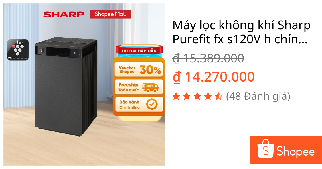 Máy lọc không khí Sharp Purefit fx s120V h chính hãng | Shopee Việt Nam