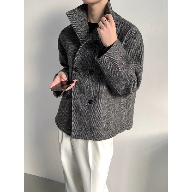 CROPPED WOOL BLEND COAT A10 Short Jacket | Shopee Malaysia