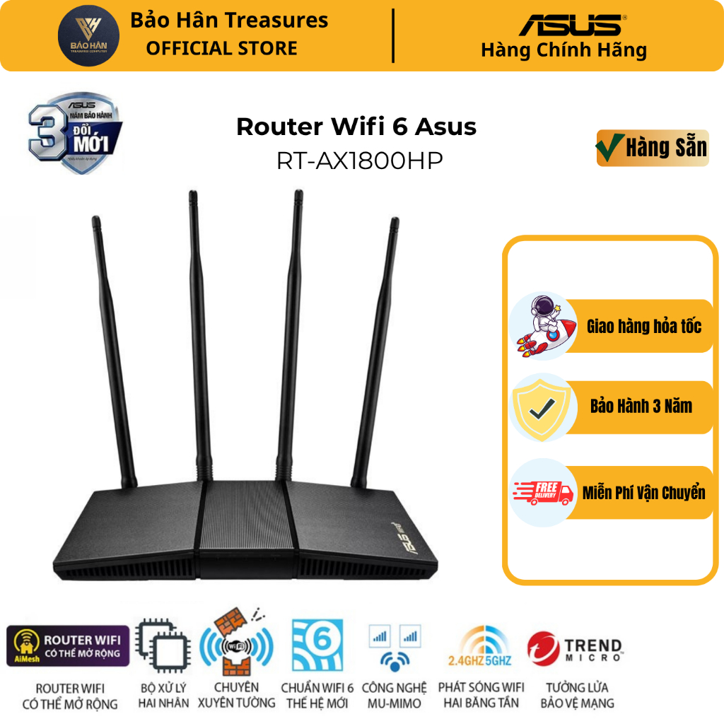 Router Wifi 6 Asus RT-AX1800HP Chuẩn AX1800 (router WiFi có thể mở rộng) Chuyên Xuyên Tường - Hàng Chính Hãng | Shopee Việt Nam