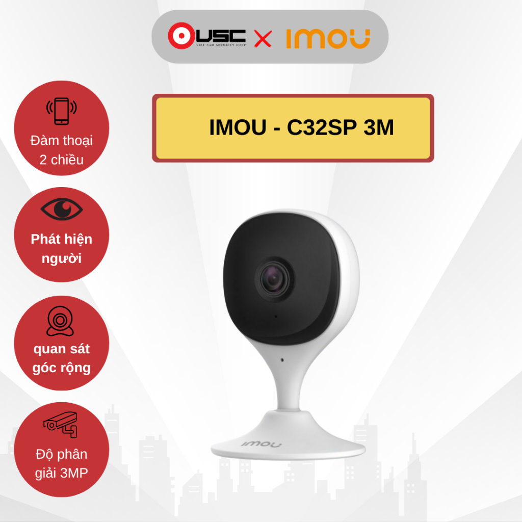 Camera IMOU IPC-C32SP phân giải 3MP, góc cố định, đàm thoại 2 chiều, Hồng ngoại đêm | Shopee Việt Nam