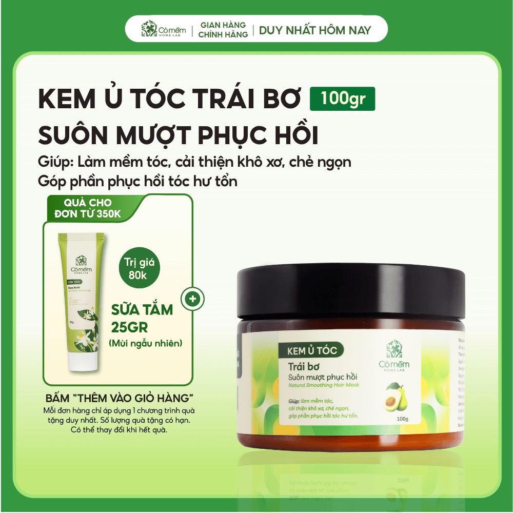 Kem ủ tóc Keratin phục hồi tóc mềm mượt thiên nhiên cải thiện khô xơ chẻ ngọn Trái Bơ Cỏ Mềm 100g | Shopee Việt Nam