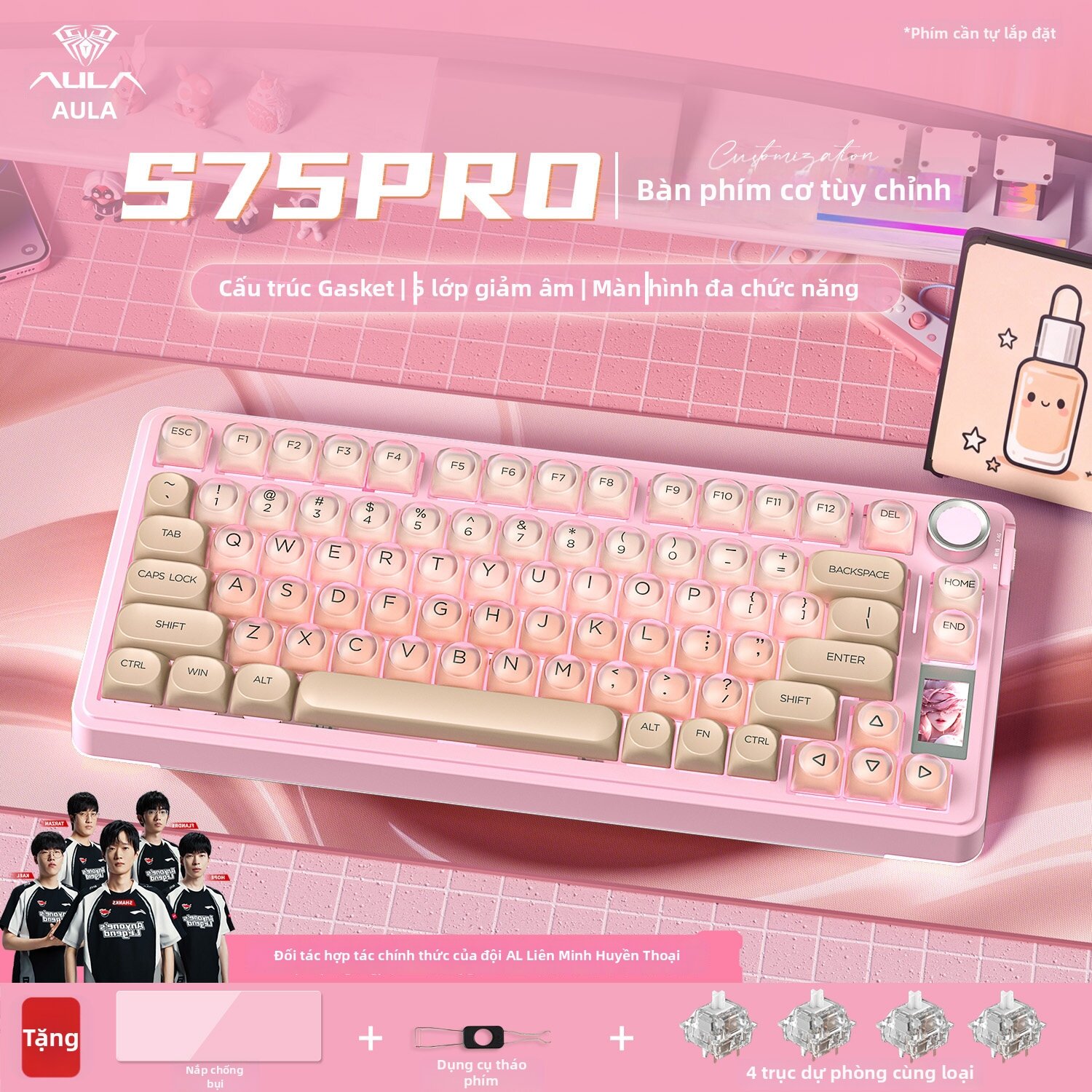 AULA | Bàn Phím Cơ F75 Không Dây 3 Chế Độ S75pro