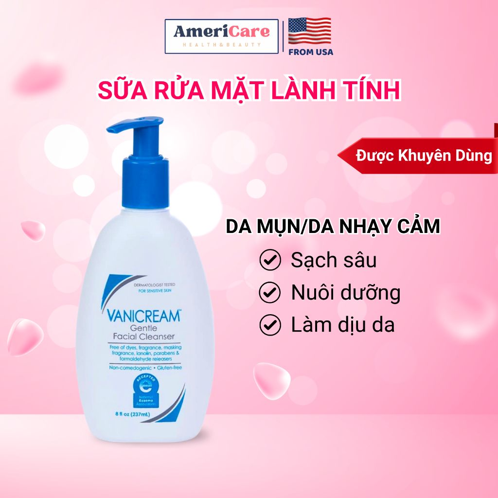 Sữa rửa mặt dịu nhẹ Vanicream Gentle Facial Cleanser for Sensitive Skin, cho da nhạy cảm | Shopee Việt Nam