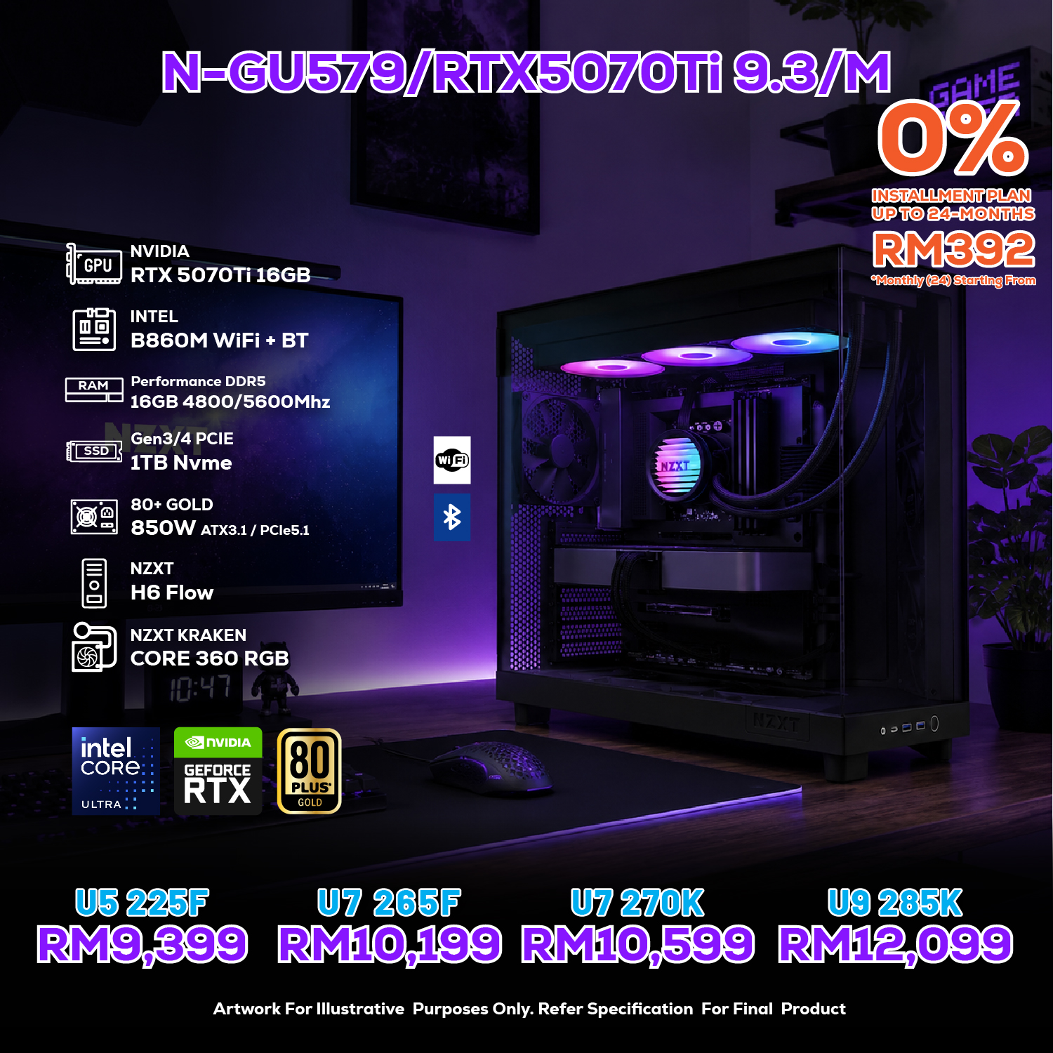 # DOTATECH N-GU579/RTX5070Ti 9.3/M PC GAMING PACKAGE / 16GB DDR5 / 1TB SSD / RTX 5070 Ti 16GB + CPU OPTIONS