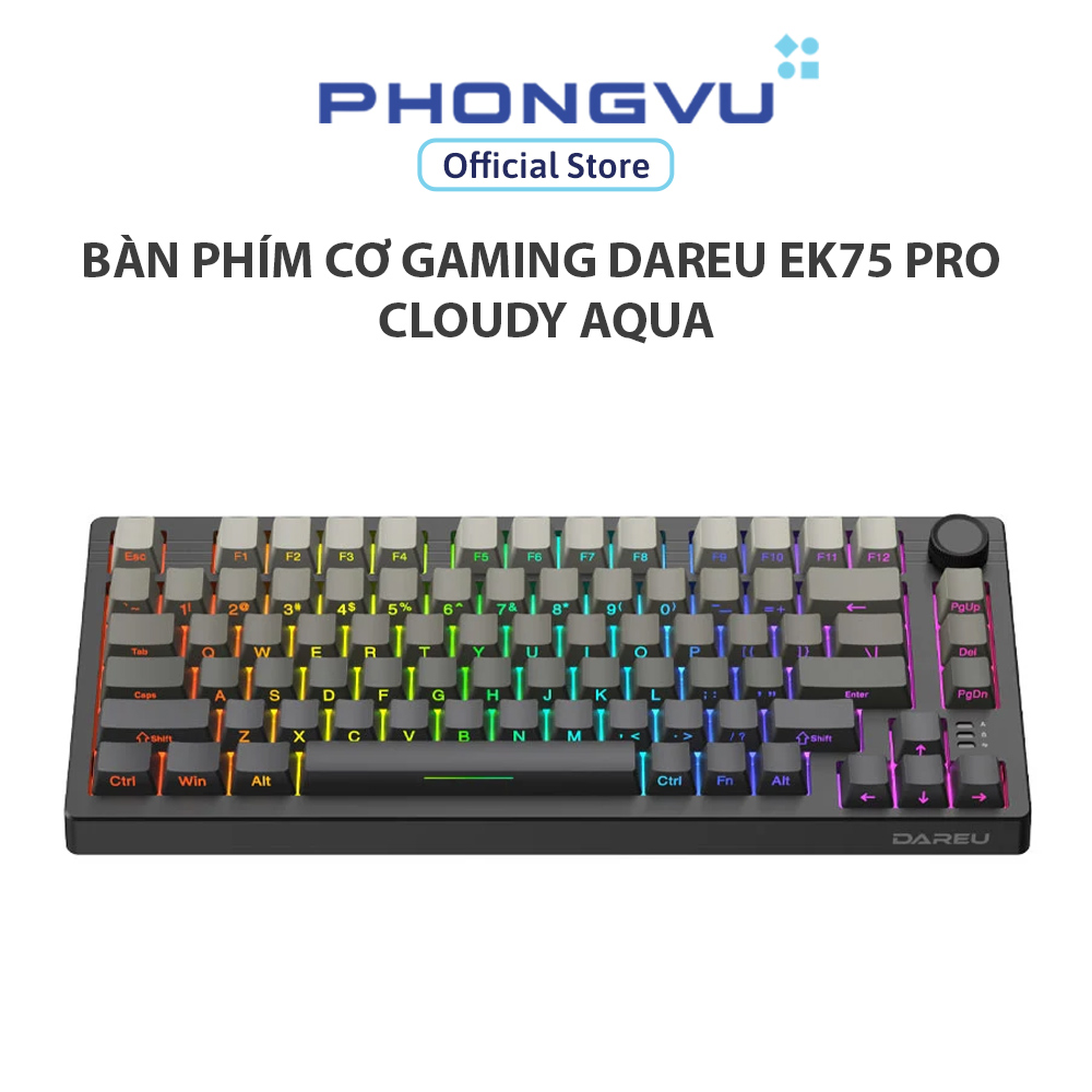 Bàn phím cơ Gaming DAREU EK75 PRO Cloudy Aqua (Đen Xám) - Bảo hành 24 tháng
