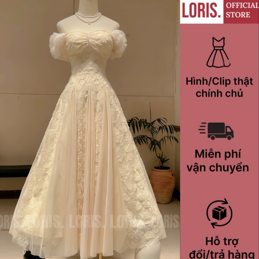 LORIS - Isabella Dress, Đầm đi tiệc trễ vai dáng dài | Shopee Việt Nam