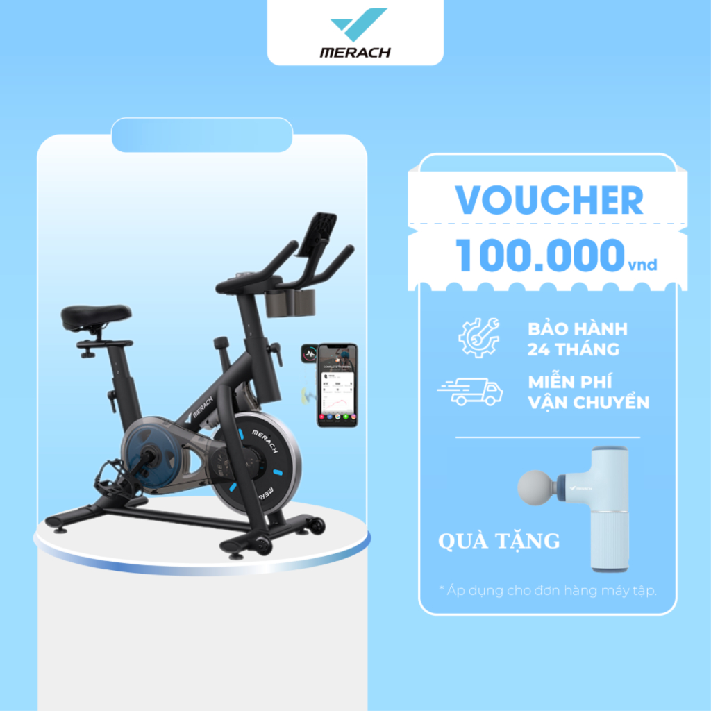 Xe đạp tập thể dục tại nhà Merach S26, tải trọng tối đa 120kg, không ồn, 2 khay đựng nước, màn hình LED, TẶNG App tập | Shopee Việt Nam