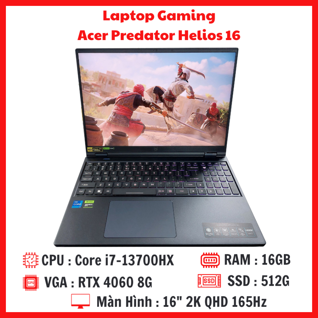 Laptop Acer Predator Helios 16 - Core i7-13700HX RAM 16G SSD 512G RTX 4070 Màn 16 Inch 2,5K 165Hz | Shopee Việt Nam