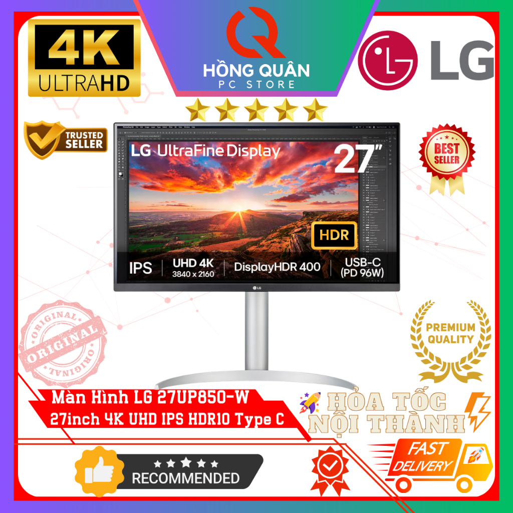 Màn Hình LG UltraFine 27UP850-W 27inch 4K UHD IPS USB-C 96W VESA DisplayHDR™ 400 Loa FreeSync New | Shopee Việt Nam