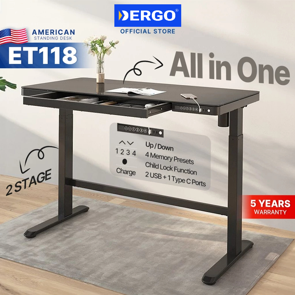Bàn Làm Việc Điều Chỉnh Độ Cao DERGO Flexispot All-in-One EW8 | Shopee Việt Nam