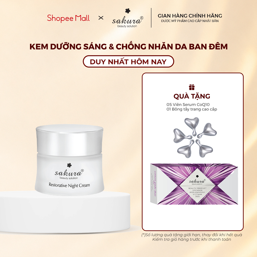 Kem dưỡng sáng và chống nhăn da ban đêm Sakura Restorative Night Cream 30g | Shopee Việt Nam