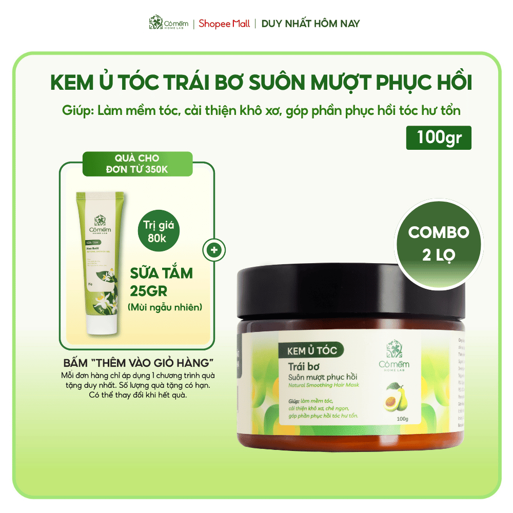 Combo 2 Kem ủ tóc Keratin phục hồi tóc mềm mượt thiên nhiên Trái Bơ Cỏ Mềm | Shopee Việt Nam