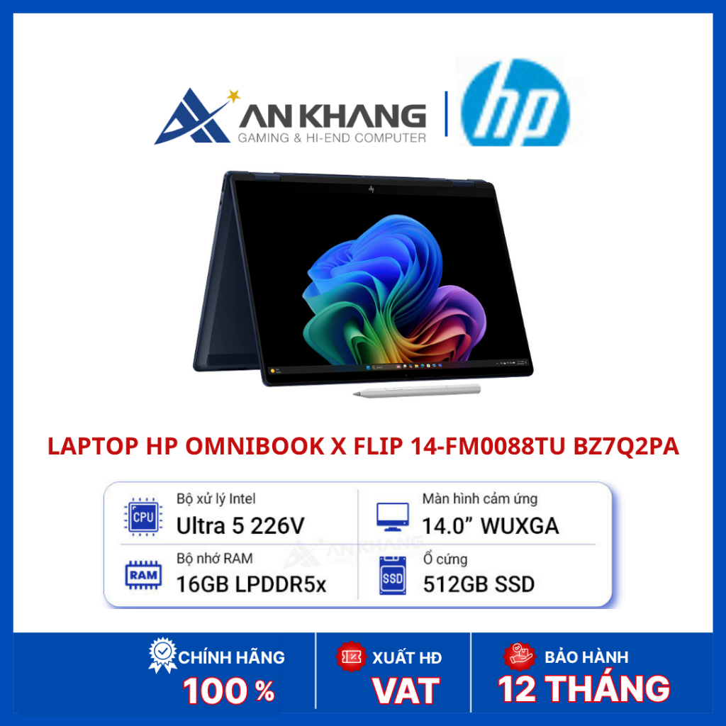 Laptop HP OmniBook X Flip 14-fm0088TU BZ7Q2PA | Core Ultra 5 226V | RAM 16GB | SSD 512GB NVMe | 14inch WUXGA Touch | Shopee Việt Nam