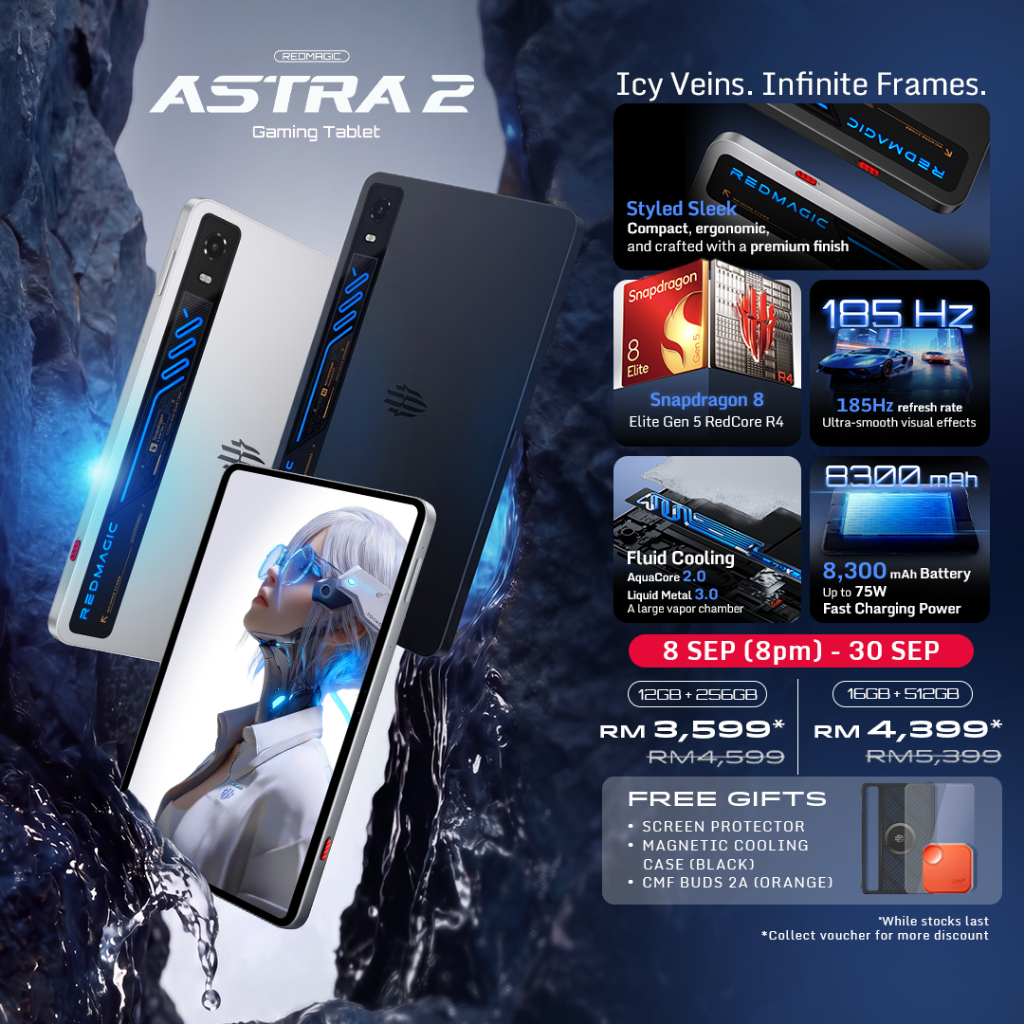 [NEW] REDMAGIC Astra 2 Gaming Tablet | Snapdragon 8 Elite Gen 5 | Liquid Cooling | 2.4K OLED | Dual USB-C | 8300mAh 75W | Shopee Malaysia