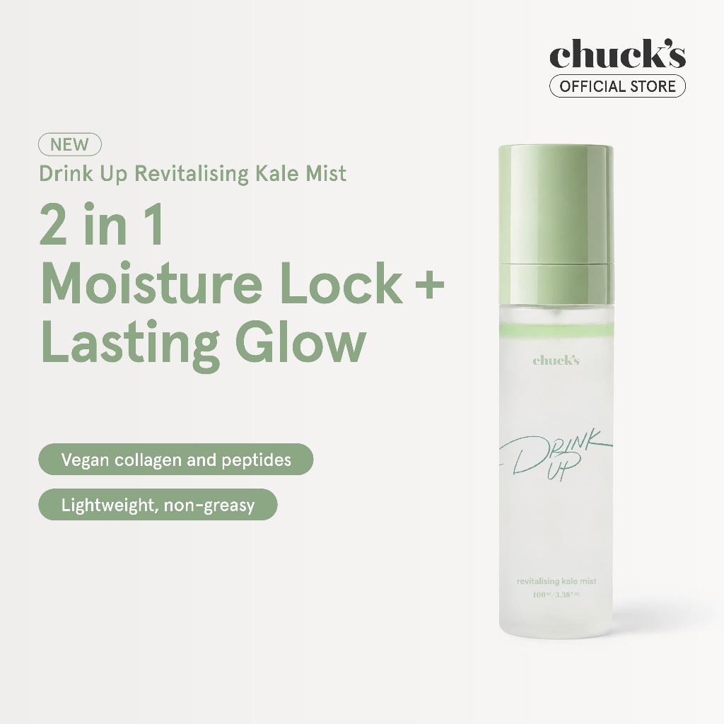 [NEW] Chuck's Drink Up Revitalising Kale Face Mist - 2 in 1 Moisture Lock| Lasting Glow | Lightweight | Vegan Collagen | Shopee Malaysia