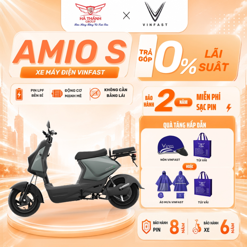 Xe Máy Điện VinFast AMIO S Chính Hãng - Pin LFP, Đi 65Km/Lần Sạc, Xe Điện Học Sinh Không Cần Bằng Lái | Shopee Việt Nam