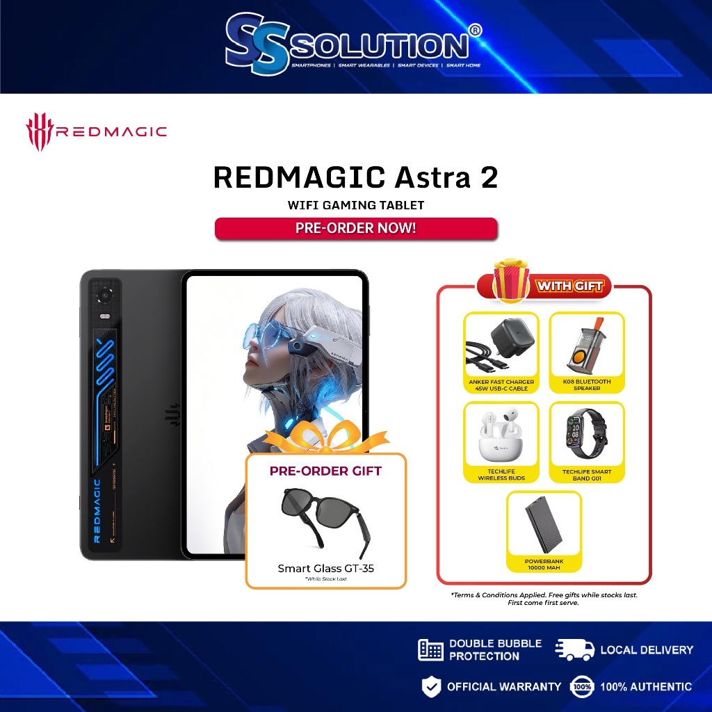 REDMAGIC Astra 2 Gaming Tablet (12/16GB+256/512GB) 9.06"2.4K OLED 185Hz Display I Snapdragon 8 Elite 5 I 8300mAh Battery | Shopee Malaysia