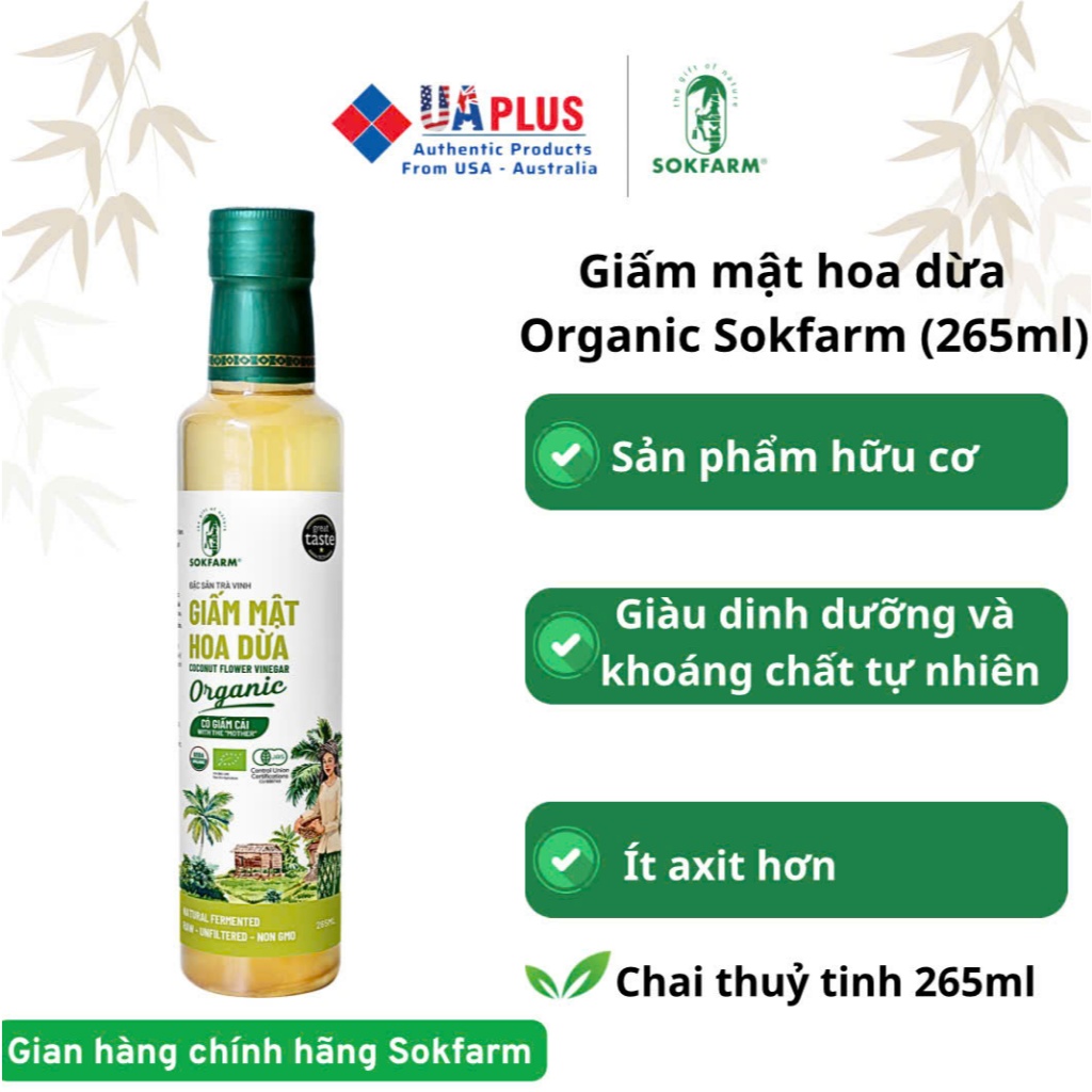 Giấm mật hoa dừa organic Sokfarm (265ml) | Shopee Việt Nam