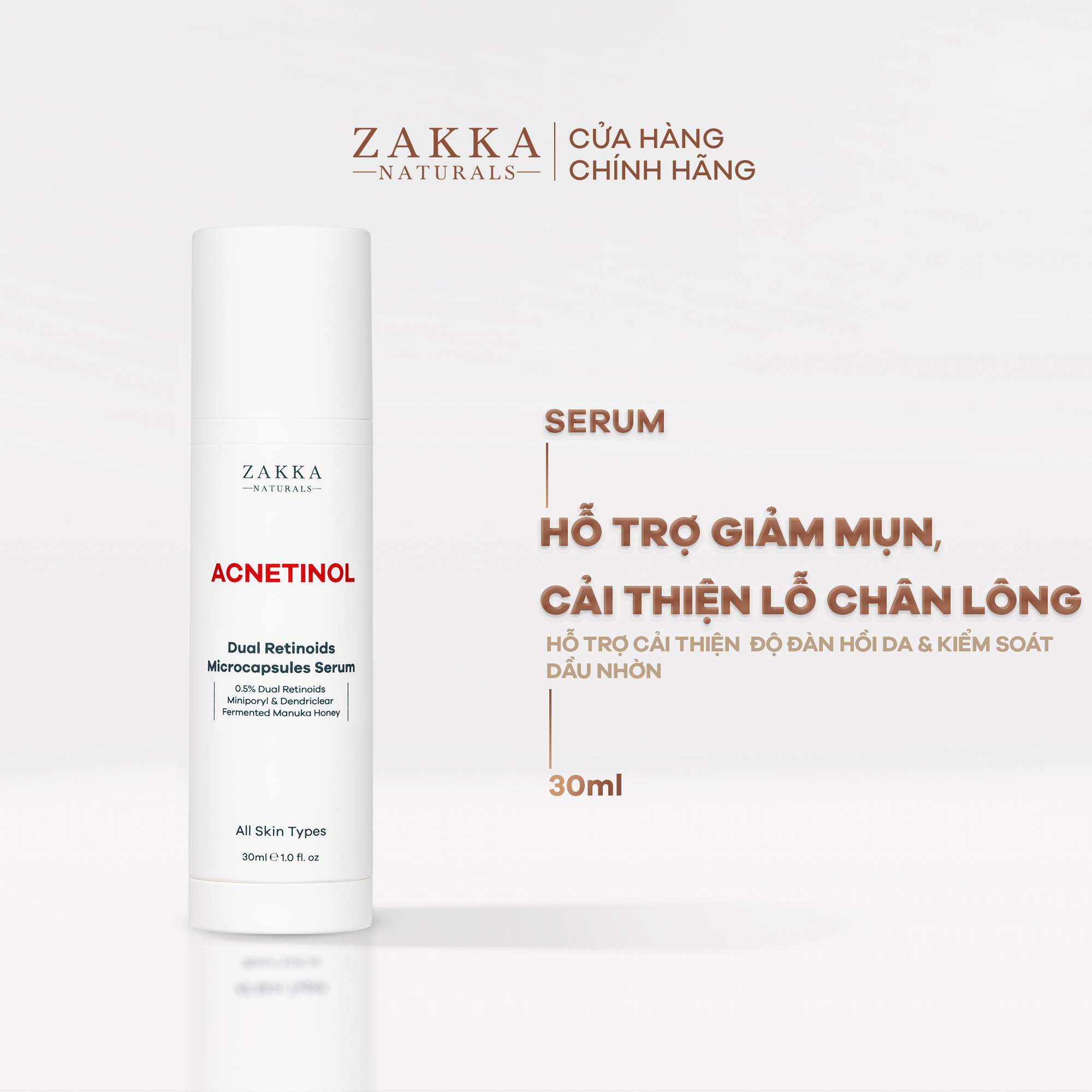 Tinh chất Retinol Zakka Naturals dành cho da dầu mụn - Acnetinol 30ml