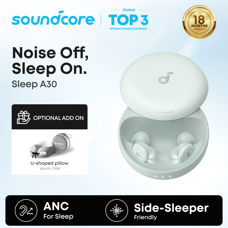Tai nghe ngủ soundcore Sleep A30, theo dõi giấc ngủ, làm dịu tiếng ngáy, âm thanh AI thư giãn D1301 | Shopee Việt Nam