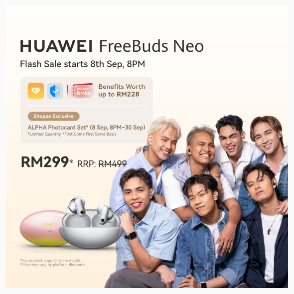 [Shopee Exclusive] HUAWEI FreeBuds Neo l AI Noise Cancellation l Light Mini Stem | Authentic Live Sound | Shopee Malaysia