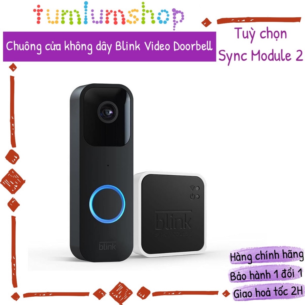Chuông cửa không dây Blink Video Doorbell + Sync Module 2 | Shopee Việt Nam