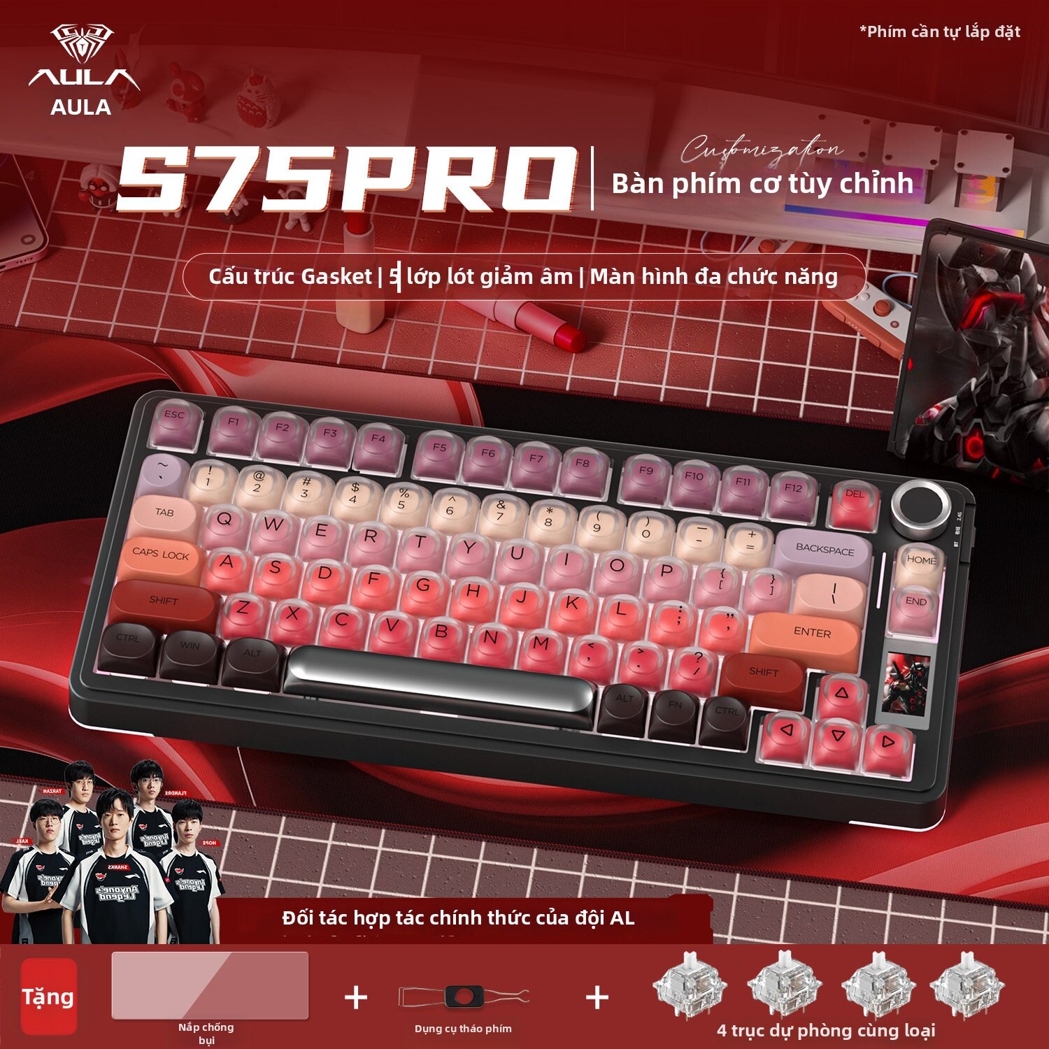 AULA | Bàn Phím Cơ F75 Không Dây 3 Chế Độ S75pro