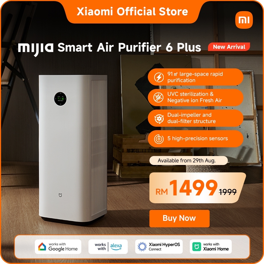 New Xiaomi Mijia Air Purifier 6 Plus | Up to 91㎡ Coverage, UVC Sterilisation, 5-Layer Filtration,Smart Control | Shopee Malaysia