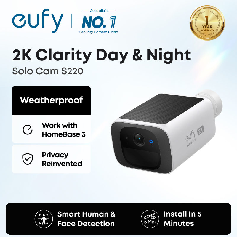 eufy SoloCam S220 – Camera Ngoài Trời 2K, Solar, Không dây, Không phí tháng, Hỗ trợ HomeBase 3 | Shopee Việt Nam