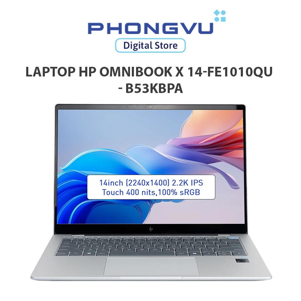 Laptop HP OmniBook X 14-fe1010QU - B53KBPA (Snapdragon X1P 42 100/ 16GB/ 512GB/ Windows 11 + Office)-Bảo hành 12 tháng | Shopee Việt Nam