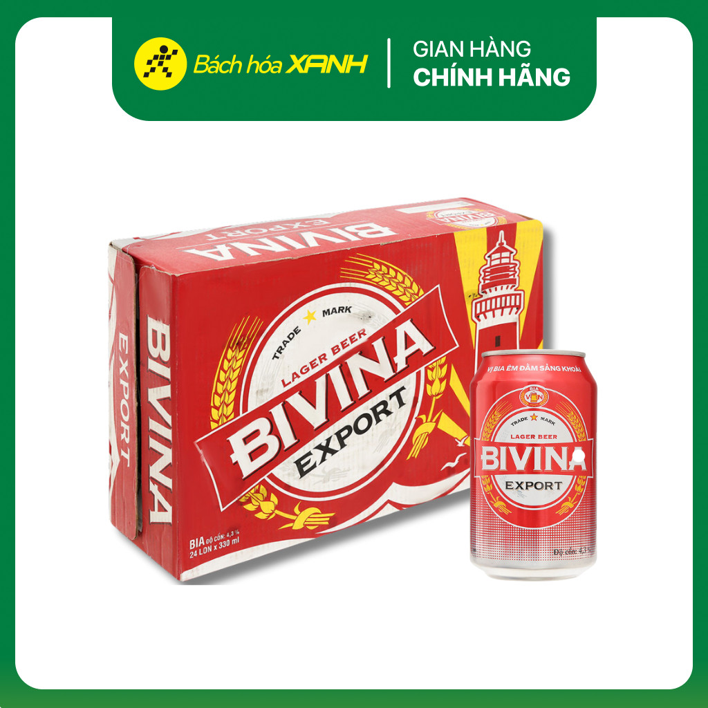 Thùng 24 lon bia Bivina Export 330ml Bách Hóa Xanh | Shopee Việt Nam